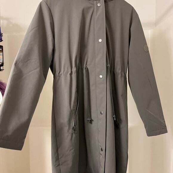 Maternity and baby-wearing coat: Khaki 3 in 1 Winter Maternity Parka - Picture 4 of 4